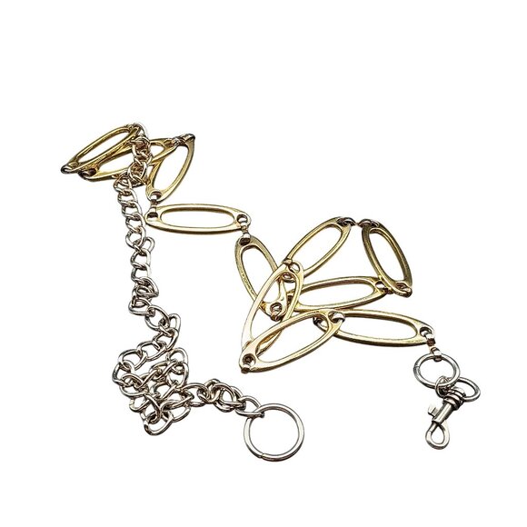 Vintage Gold & Silver Oval Link Belt With Adjustable Chain Closure